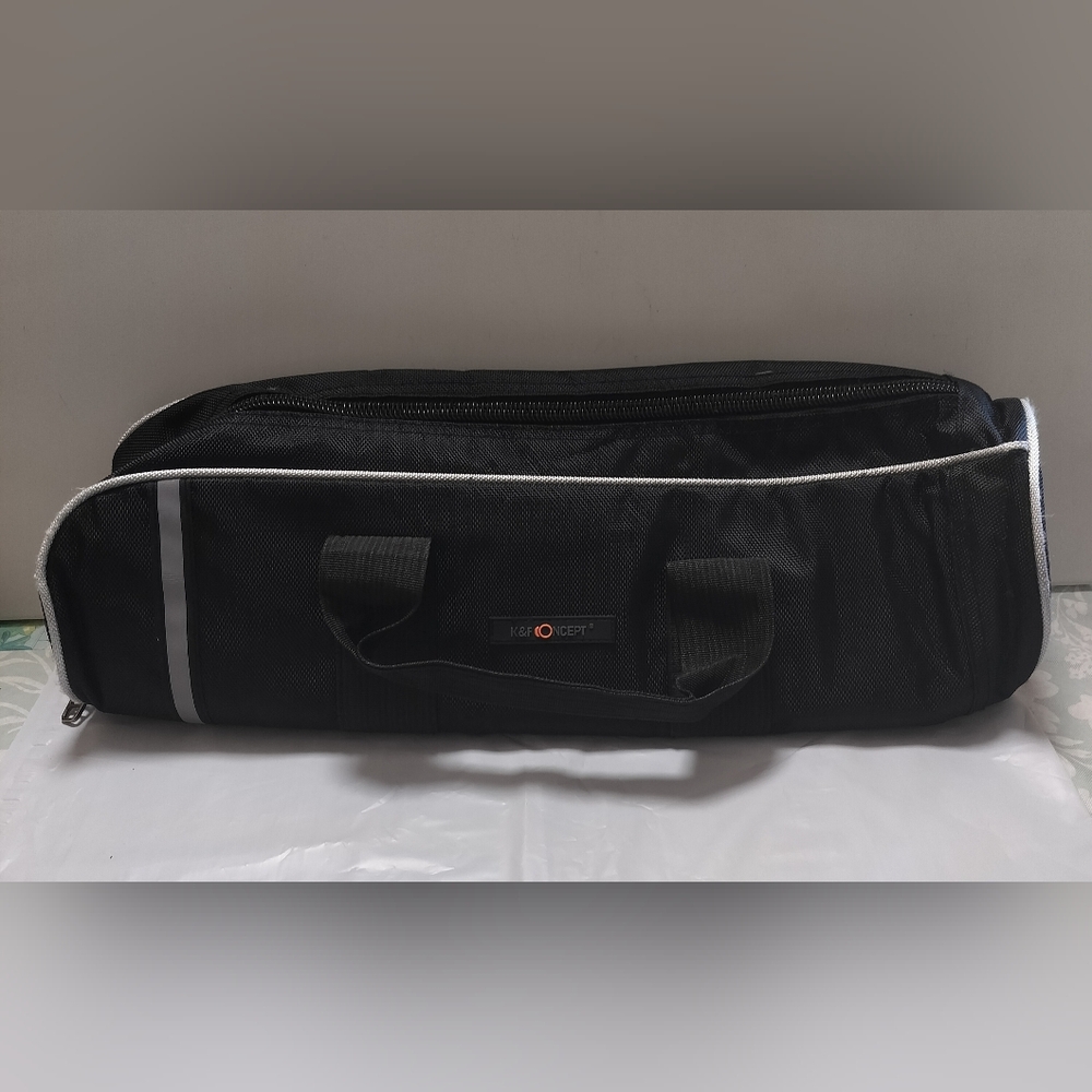 Black Duffle Bag Small Zippered Close Great for Tripod, Yoga Mat